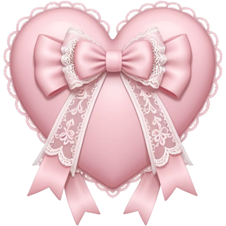 rococo Pastel pink heart with white bow with lace and frills emoji
