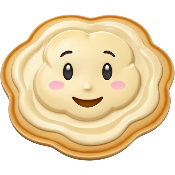 smooth pale beige pancake batter gentle swirl small puddle soft ridges glossy surface thick yet fluid ready to cook no pan spoon toppings soft lighting subtle shadows emoji scale emoji