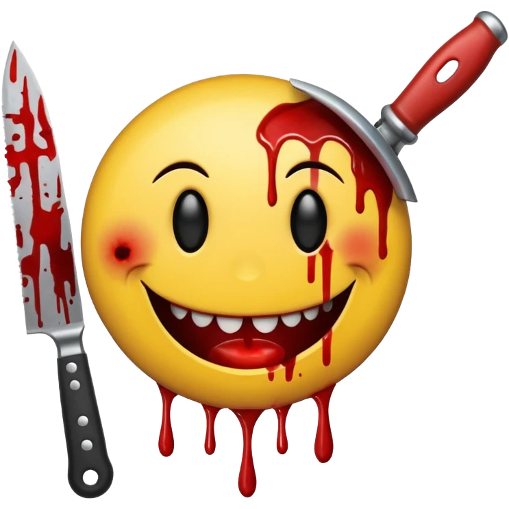 Smiley face with bloody knife  emoji