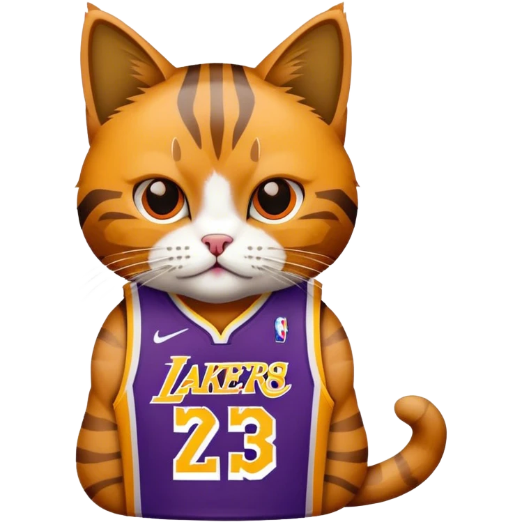 cat wearing lakers lebron james jersey emoji