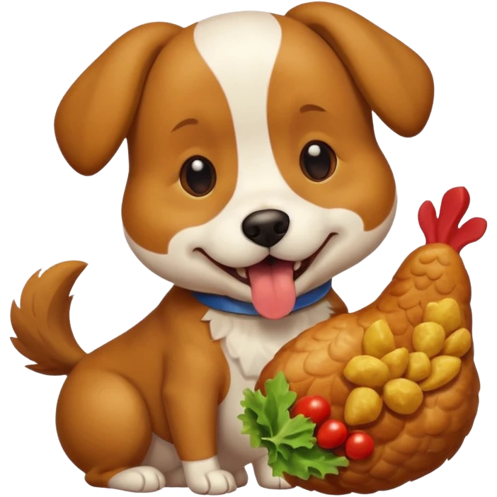 A dog eating chicken  emoji