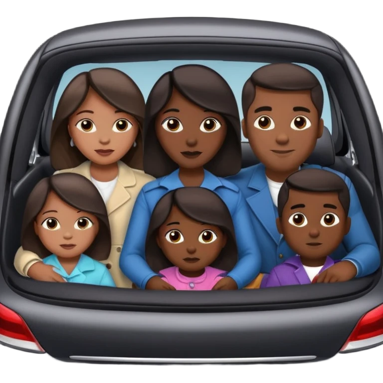 A fam of 7 mom dad big bro big sis middle sis and 2 baby we r black skin coulor and we r fine and baddies in a car emoji