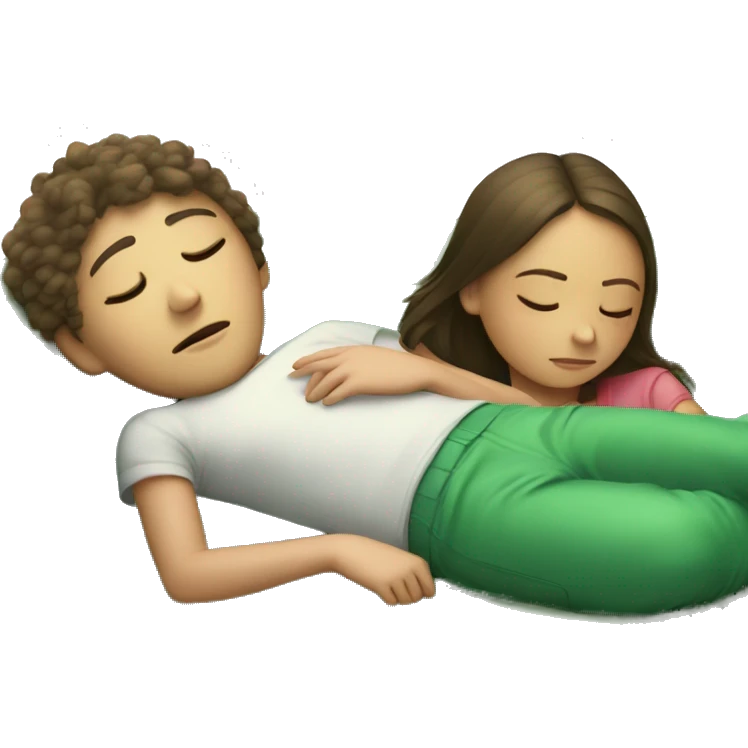 Girl sleeping on Green Couch and Boy watching on iPad emoji