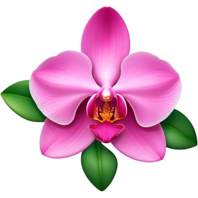 Elegant pink phalaenopsis moth orchid with vibrant rosy petals and two visible green leaves at the base emoji