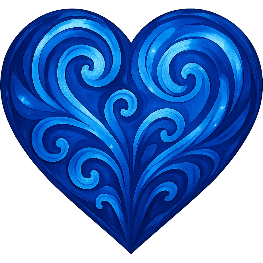 heart with a swirling sapphire pattern, digital illustration emoji