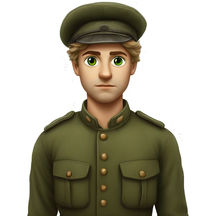 25 year old green eyed peasant during the 1917 revolution in russia photorealistic serious emoji