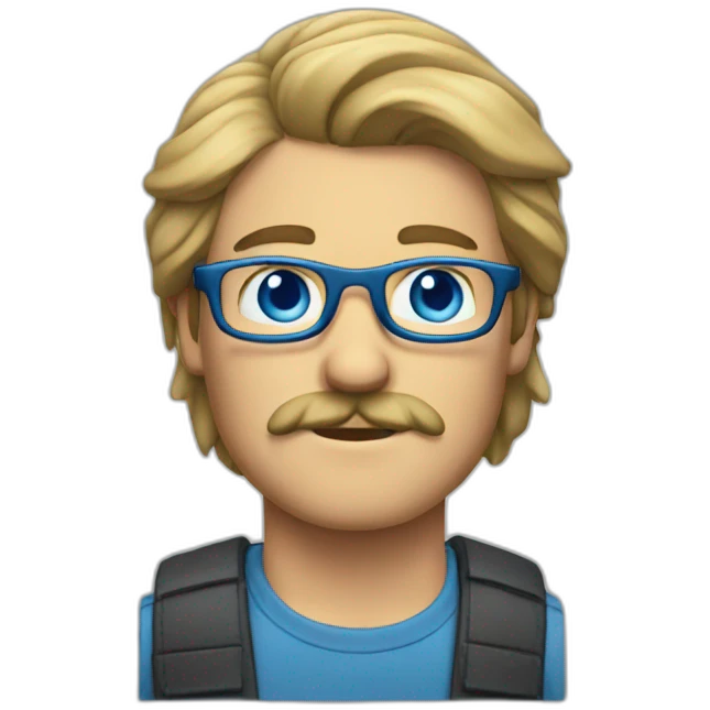 man with mustache mullet blue eyes and glasses emoji