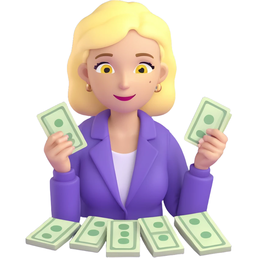 yellow skin woman counting cash emoji