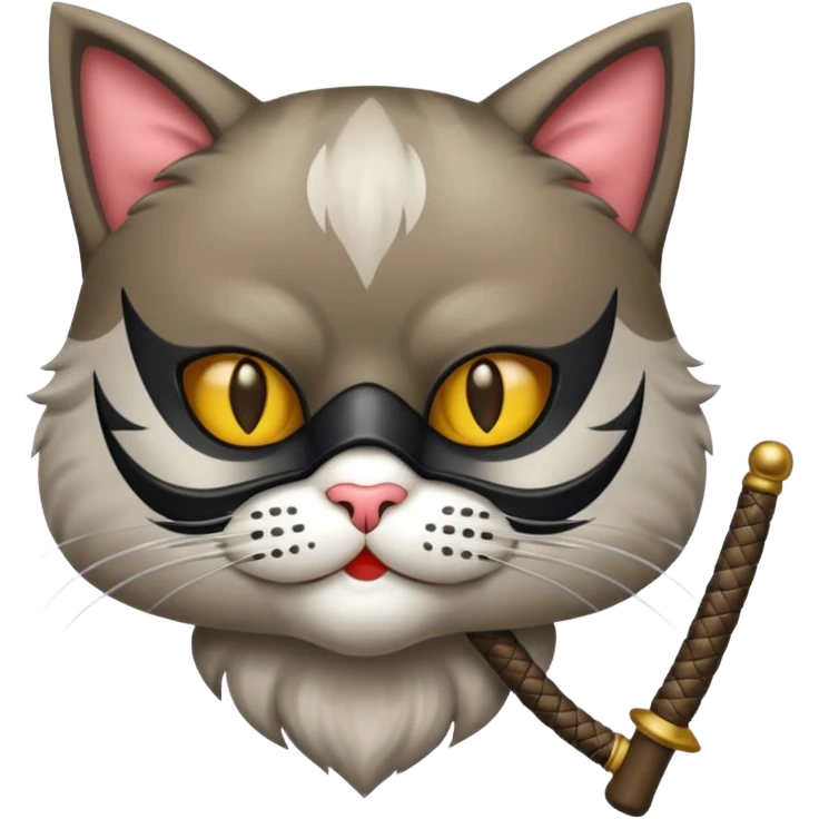 Um gato mascarado com a arma de tiro emoji