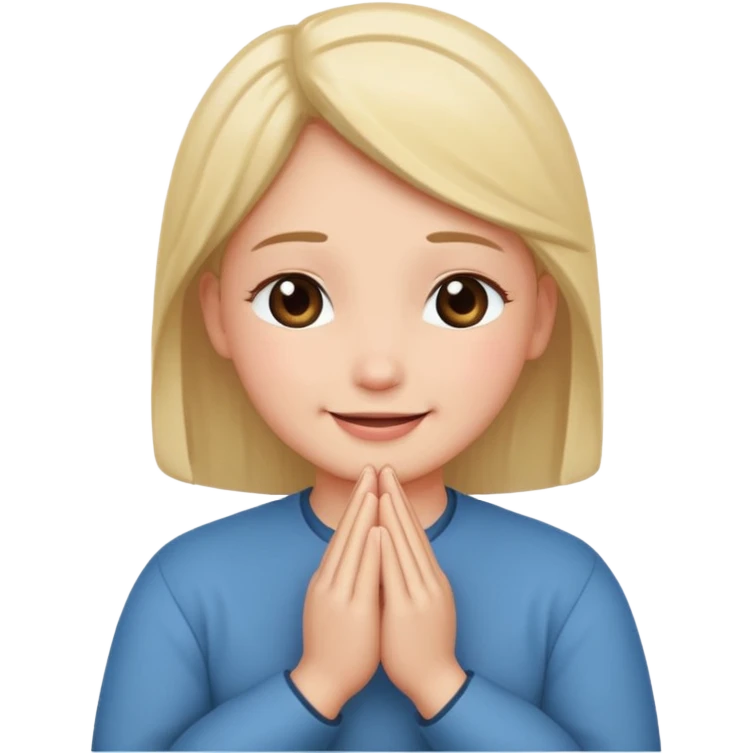 Create a blushing smile face with prayer hands by his cheek  emoji