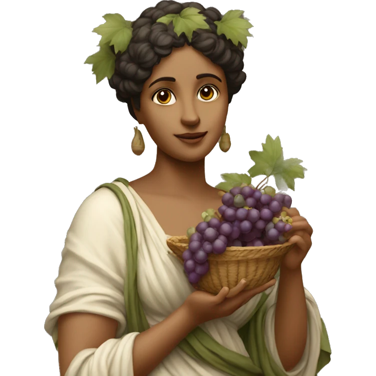 Sappho holds a bunch of grapes in her hand emoji