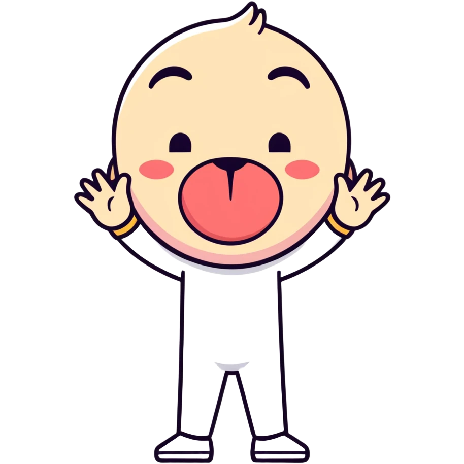 Tongue sticking out hands going in ￼ emoji