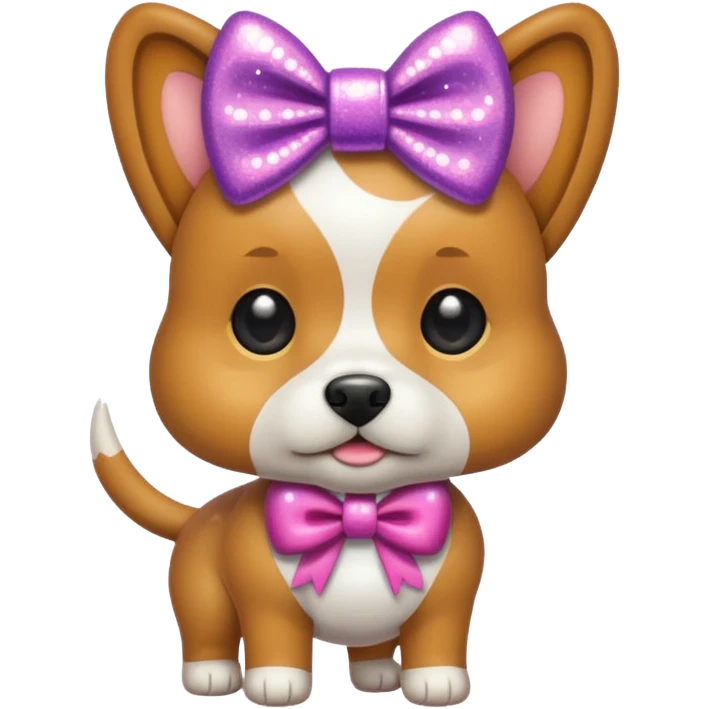 Dog wear a bow with sparkles around it emoji
