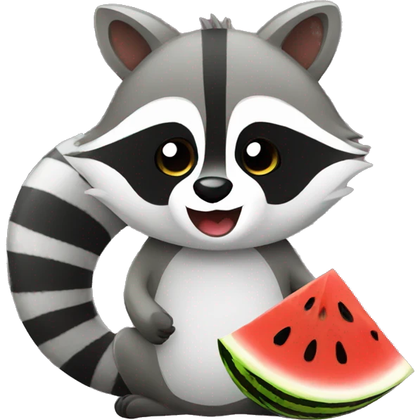a raccoon eats a watermelon emoji