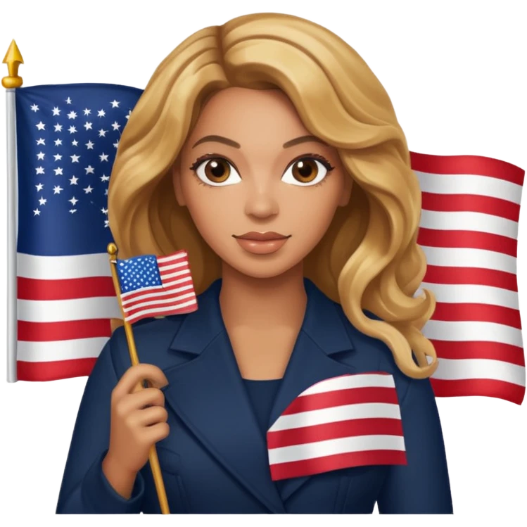 Beyonce with holding an american flag emoji