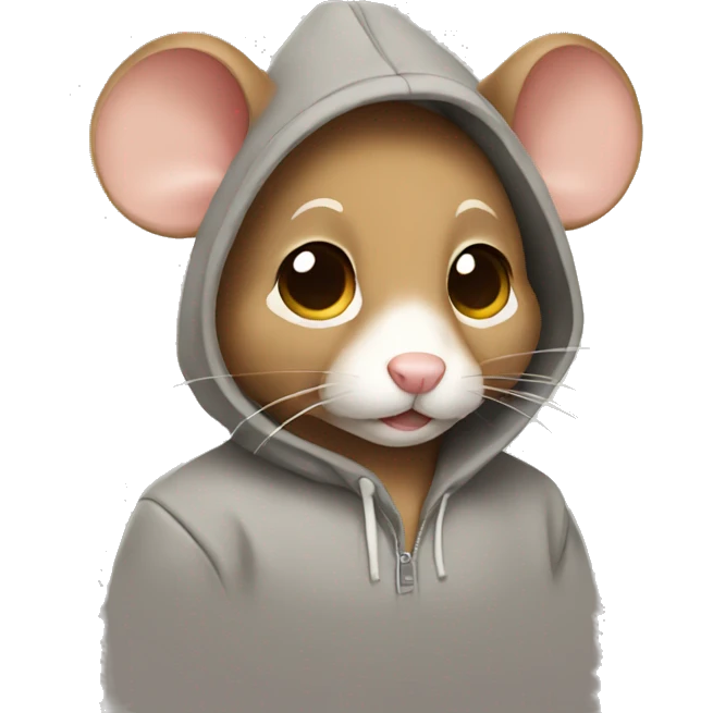 Light brown mouse wearing hoodie emoji