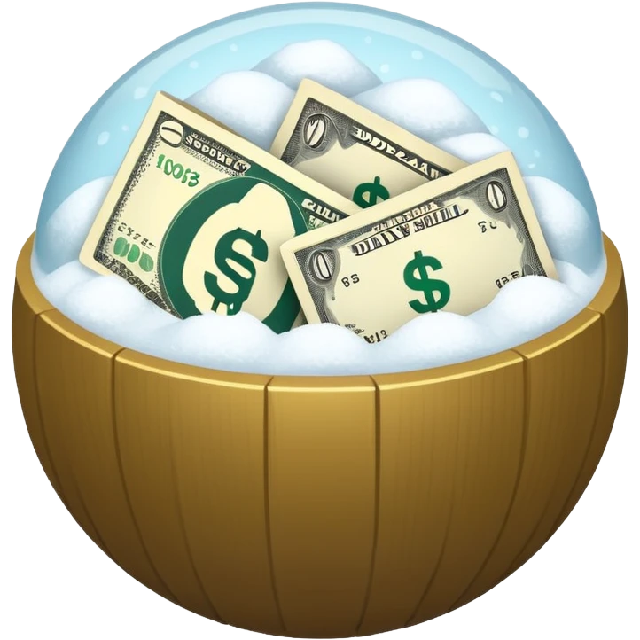 Snow ball with dollar bills  emoji