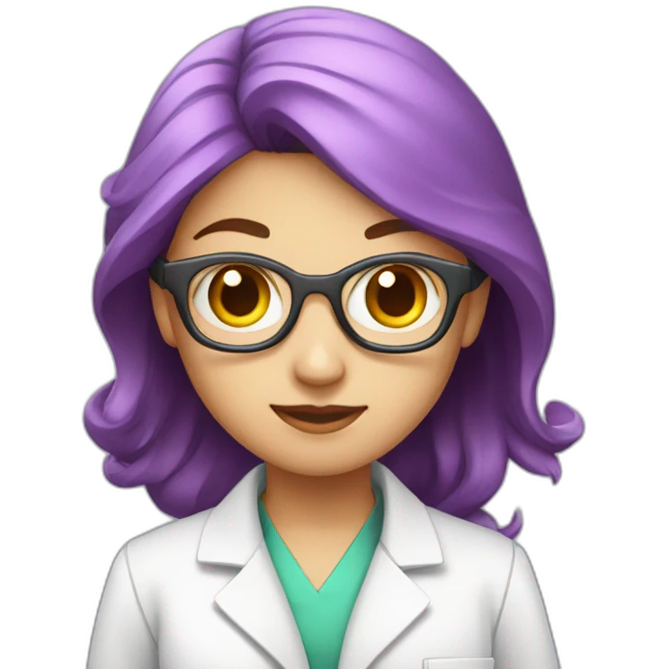 Girl with a violet hair scientist in a labcoat emoji