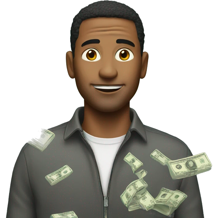 man with money falling around him emoji