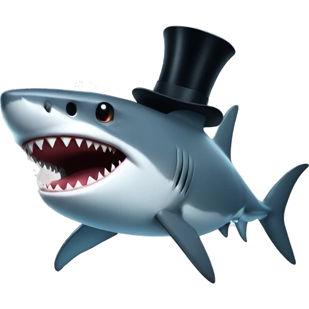 Shark with a top hat emoji