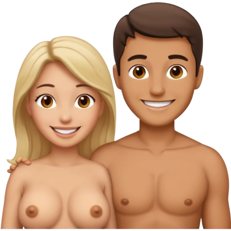 Man sucking naked busty female boobs emoji