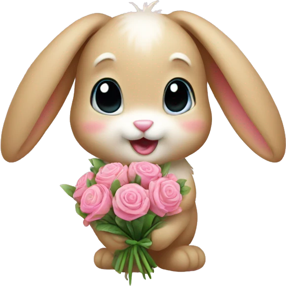 Bunny with a pink bow and a bouquet  emoji