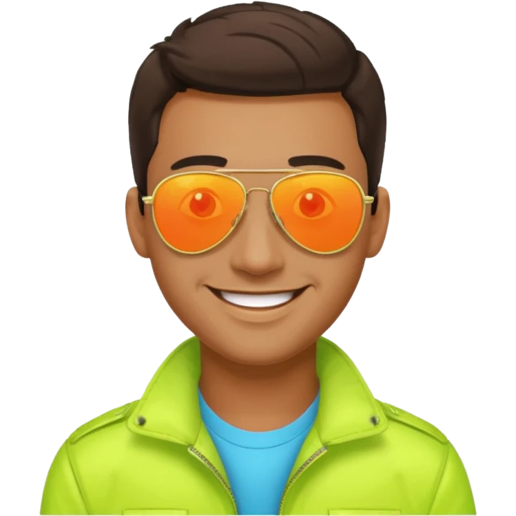 man wearing reflective neon aviator sunglasses emoji