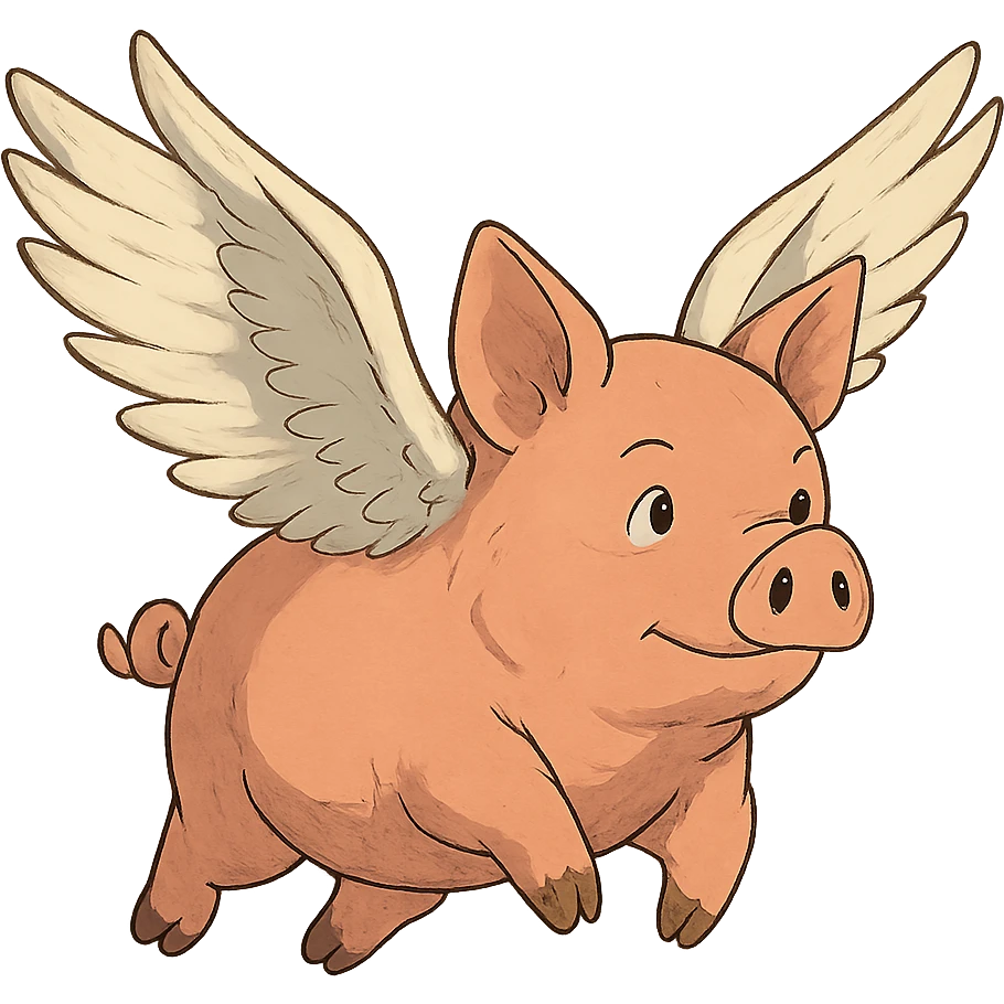 ghibli style flying pig with wings emoji