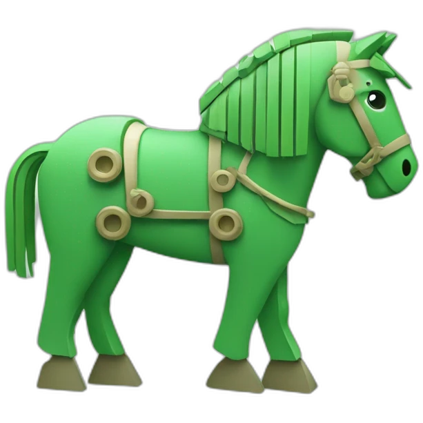 Green geometric trojan horse with wheels emoji