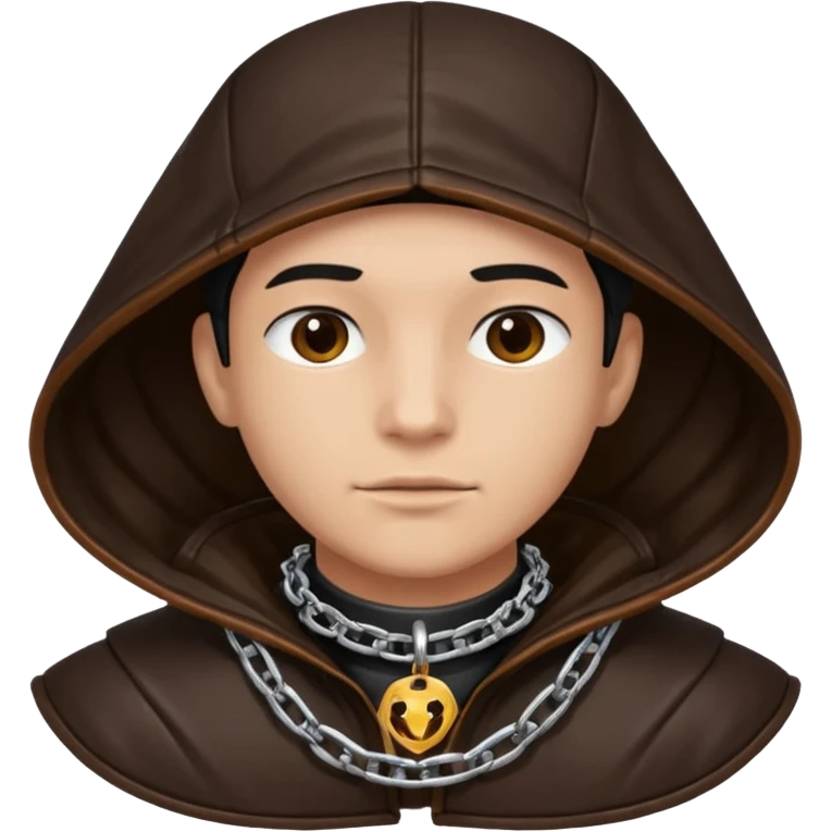 Leather hooded gimp with chain collar emoji