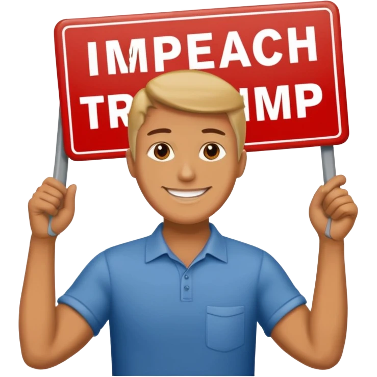 man holding sign that says impeach trump emoji