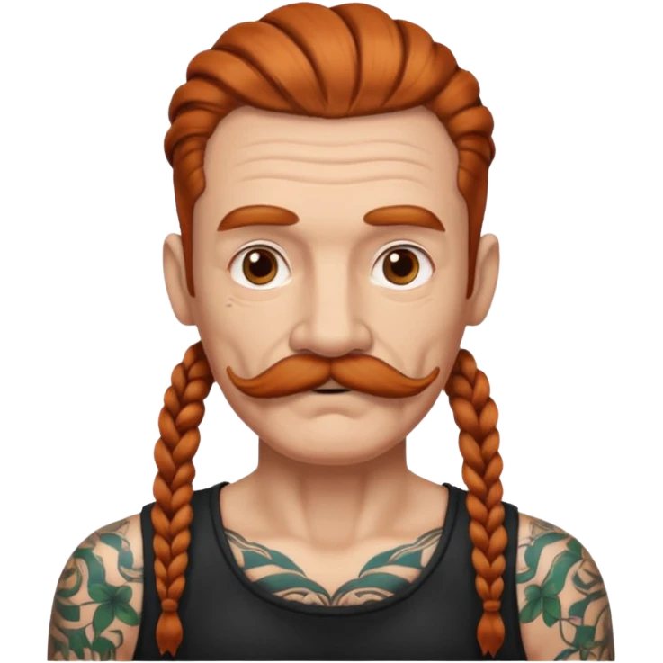 gray color mstache dark ginger braids man very gray mustache old very tattoed with the whitest mustache ever emoji