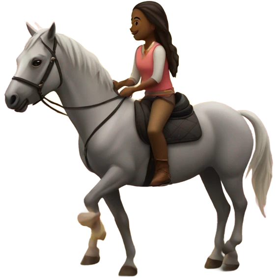 Two girls sharing one horse, riding into the sunset  emoji