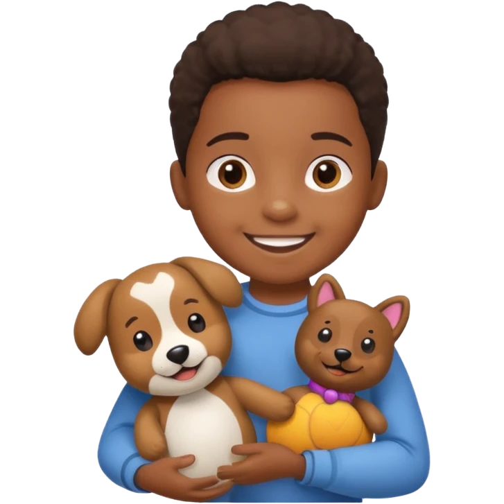 black child with dog toy emoji