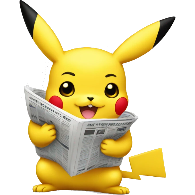 pikachu looking down reading newspaper emoji