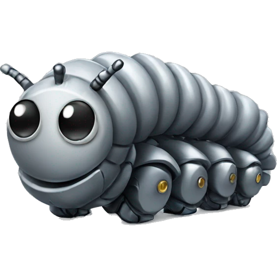 Gray metal caterpillar robot emoji