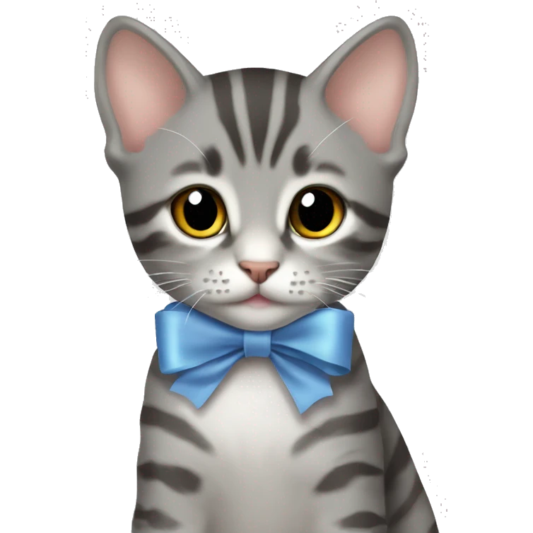 Gray Tabby Kitten With Ribbon on neck emoji
