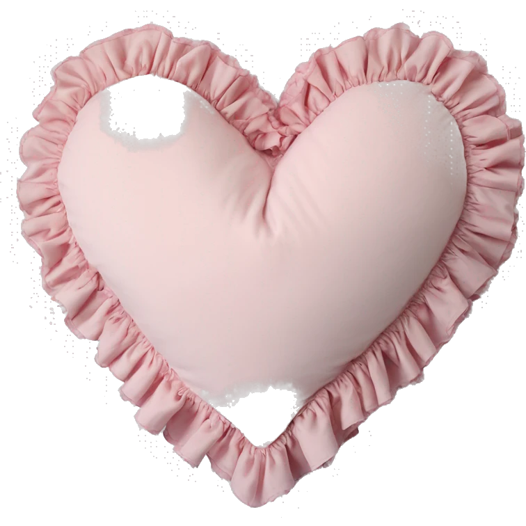 Shabby chic print heart shaped baby pink pillow with ruffles emoji