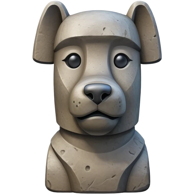 moai statue in shape of a dog, easter island dog statue emoji