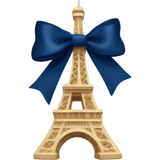 Eiffel Tower with a navy blue bow on it emoji