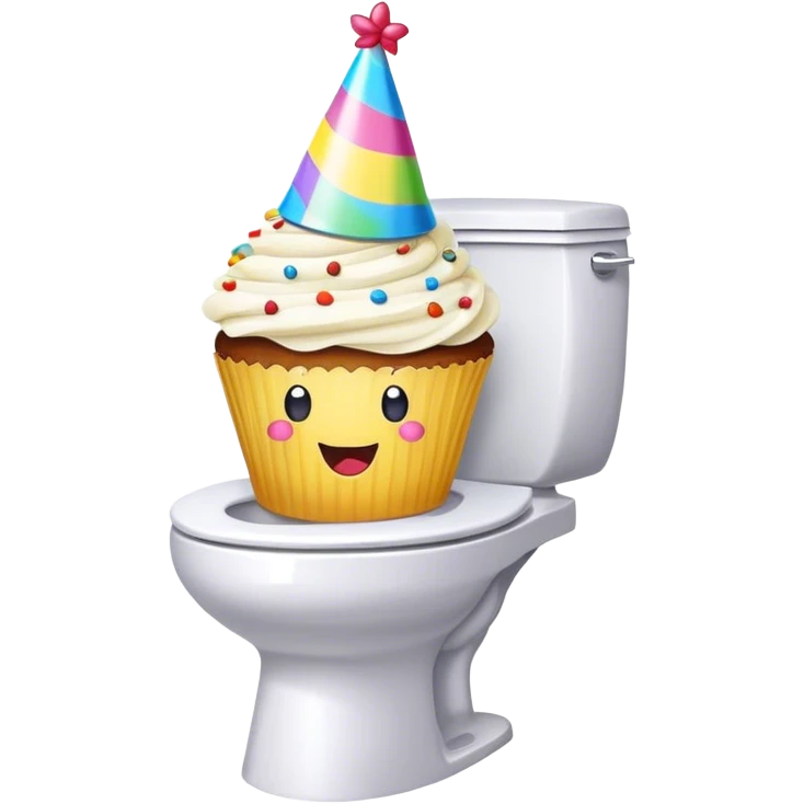 Toilet celebrating birthday emoji