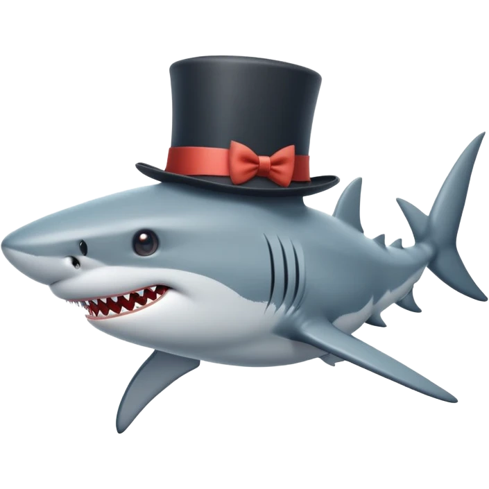Shark with a top hat emoji