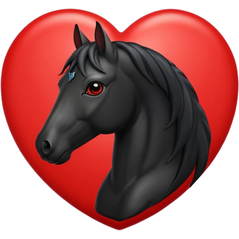 Black Horse centered within a red heart emoji emoji