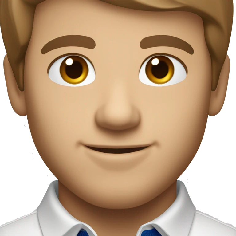 a man smiling with parted brown hair, hazel eyes, Ralph Lauren polo shirt emoji