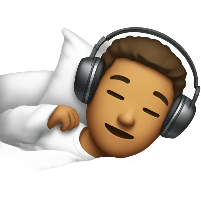 In bed with headphones  emoji