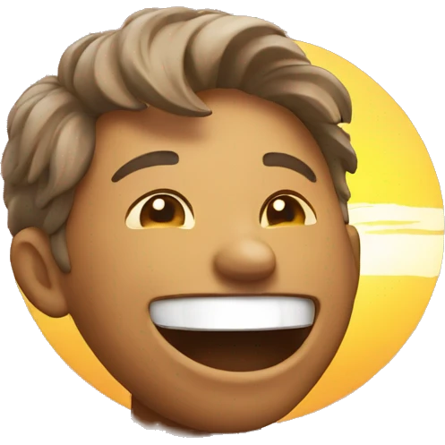 person laughing with sunrise emoji