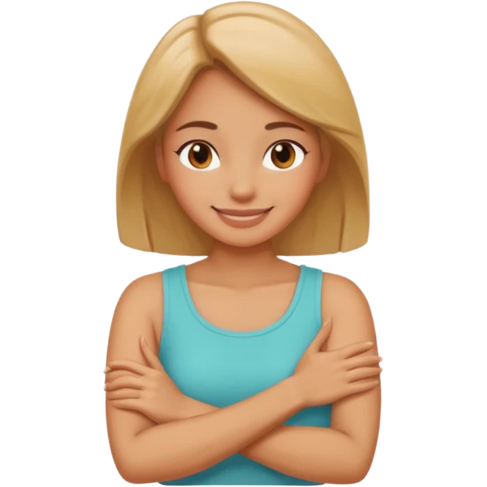 woman arms crossed over neck smiling emoji