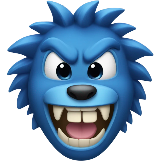 blue emoji with animal teeth emoji