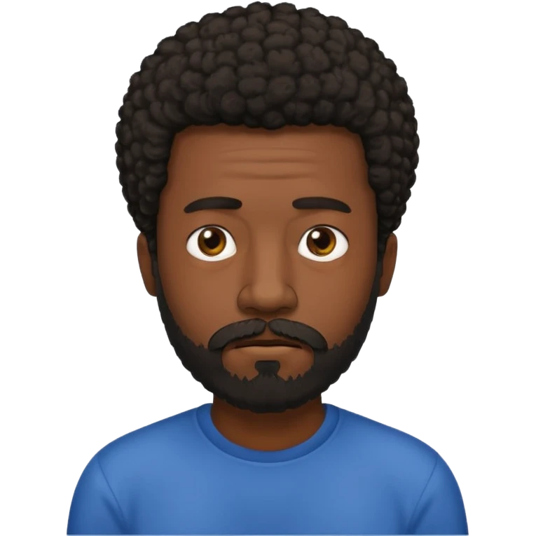 black man with beard, mustache, and short afro sad emoji