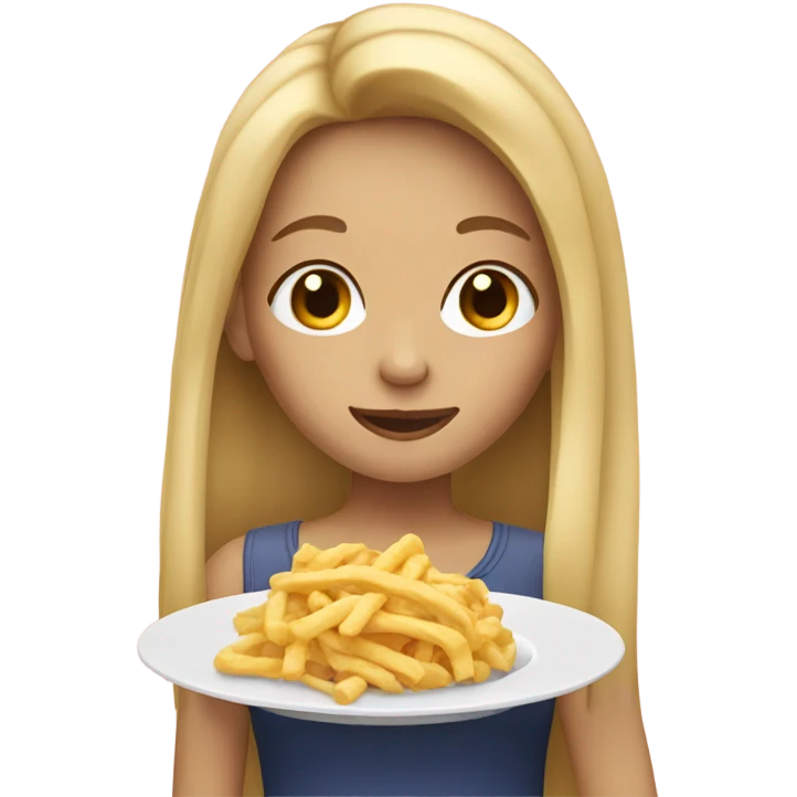  Blonde long hair girl eating emoji